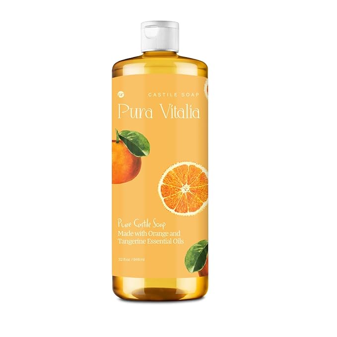 Citrus Organic Castile Soap | Body Wash & Cleanser for Face & Hands | Biodegradable, Eco-Friendly, Palm Oil Free, Vegan & Gentle | Made with 6 Natural Ingredients - 32 oz