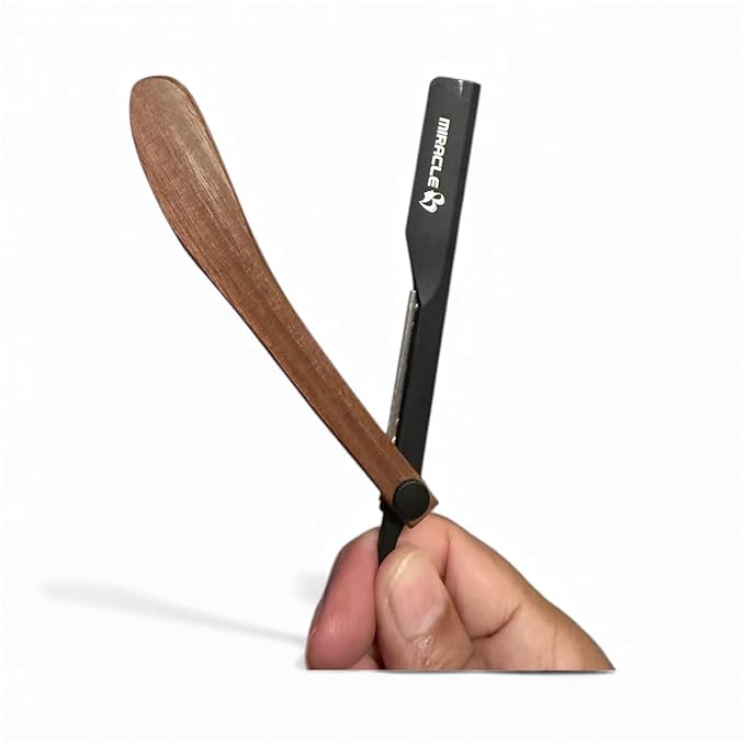 Classic Barber Straight Razor with Blades – Professional Wooden Handle Shaving Tool for Facial Hair, Neckline & Detailing By MIRACLE