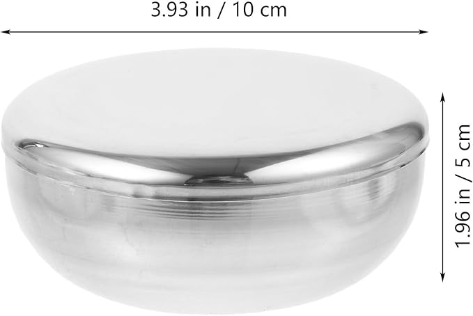 Men's Shaving Soap Bowl - Stainless Steel Shave Cup with Lid Durable Soap Puck after Shave for Lathering Cream and Traditional Wet Shaving Mug- 3.93x1.96in