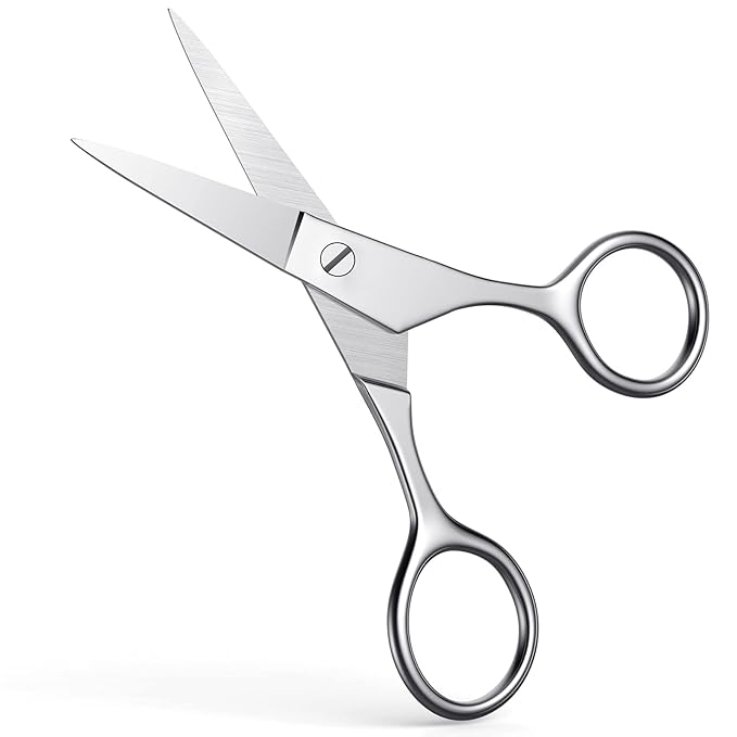 Small Scissors, Eyebrow Scissors, Nose Hair Scissors, Professional Grooming Scissors for Hair, Eyelashes, Nose, Eyebrow Trimming, Mustache. -AsonTao (Small scissors -Tip design)