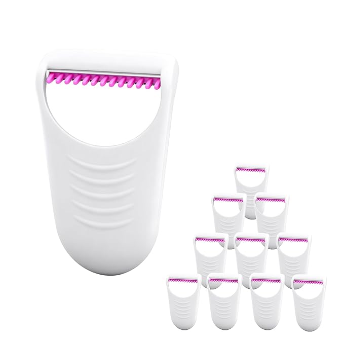 50Pcs Portable Sharp Disposable Prep Razors, Individually Package with Protection Cover, Stainless Steel Single Blade Professional Hair Removal Dry/Wet, Holiday Gifts for Women Home Beauty Salon-Pink
