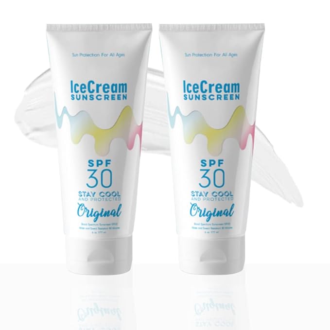 IceCream Sunscreen Broad Spectrum SPF 30 Lotion, Body & Face, Sunblock, Moisturizer, Water & Sweat-Resistant, Reef-Friendly & Cruelty-Free, 6oz (177ml) - Original (Pack of 2)