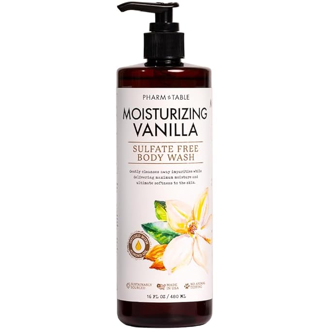 Moisturizing Vanilla Body Wash for Women and Men - Moisturizes and Softens the Skin, Sulfate Free, 100% Cruelty Free, 480ml