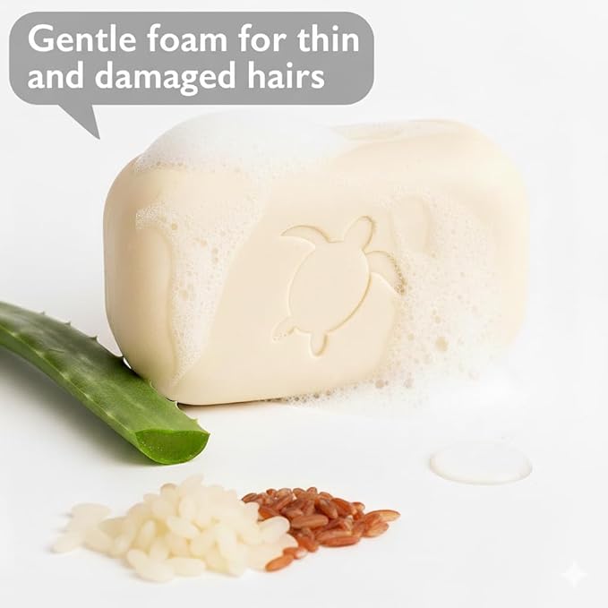 Rice Shampoo Bar for hair growth. For thinning Hair (all Types & Curly) - rice water scent - Volumizing, Mositurizing and conditioning - SLS & cruelty free 3.53oz (value size)