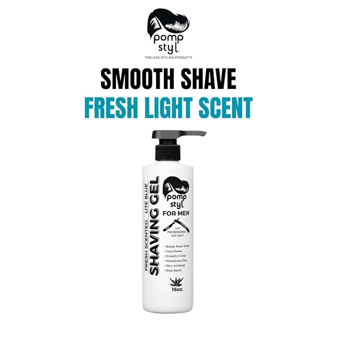 Fresh Scented Shaving Gel for Men – Lite Blue Formula with Shea Butter, Moisturizing & Clear Shave for All Hair Types, 16 OZ