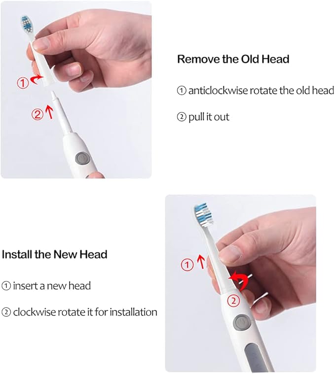 Replacement Toothbrush Heads Compatible with fairywill Electric Toothbrush, Model FW-507/FW-508/2011/959/917/551, D1/D3/D7/D8, W Shape Design Planted with Nylon Bristle (6 Pack - White)