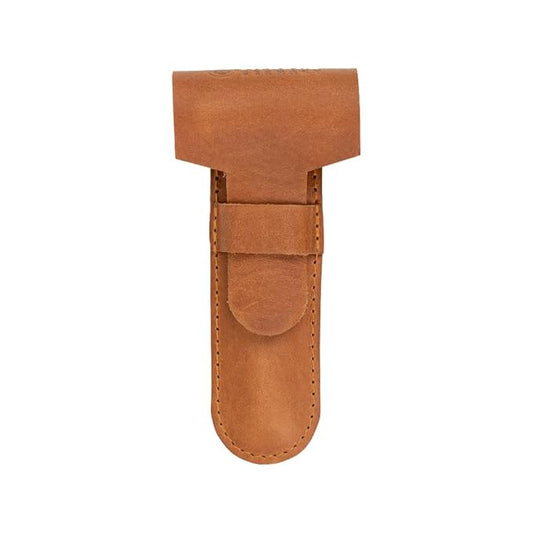 MERKUR Brown Leather Razor Case – Vegetable-Tanned Cowhide, Precision Fit for Safety Razors up to 110 mm, Protective Travel Cover, Made in Germany
