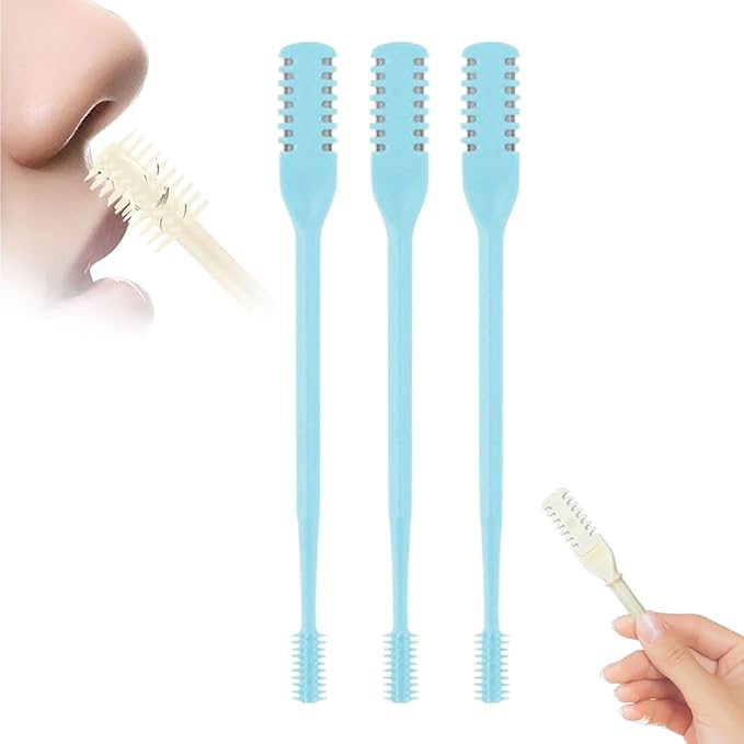 2-in-1 Nasal Hair Cutter, 360° Rotating Double Sided Nose Hair Removal Tool Mini Noses Hairs Removers Tools Nose Hair Clipper with Ear Picker for Women and Men (Blue, 3pcs)