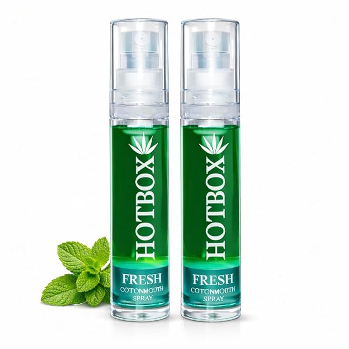HOTBOX Fresh Cottonmouth Spray, Mint Grape Strawberry Flavors, Mouth Freshener (2 Pack-Mint)