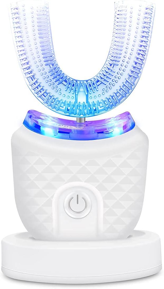 Ultrasonic Electric Toothbrush, U Shaped Automatic Toothbrush for Adults 360° Whole Mouth Toothbrush Whitening IPX7 Waterproof
