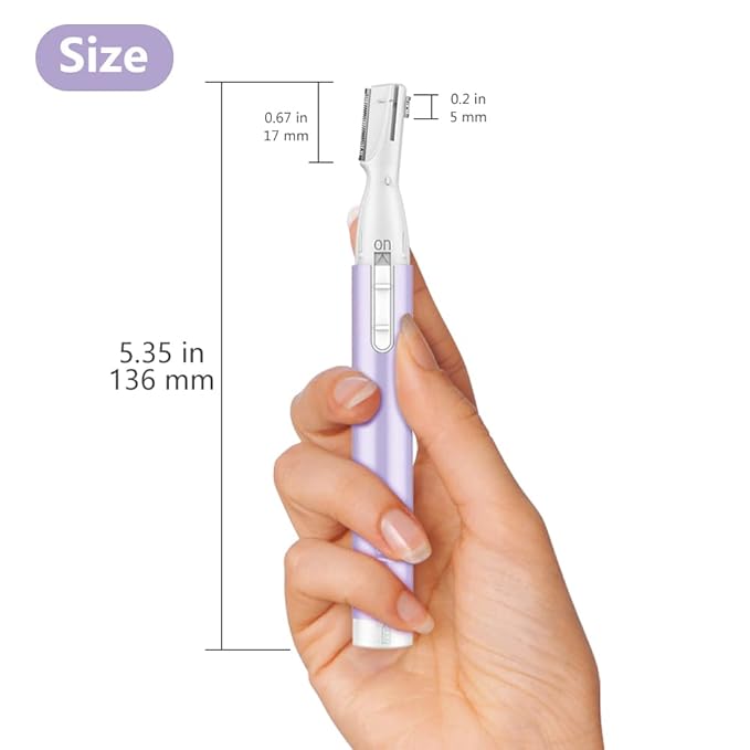 Upgraded Eyebrow Trimmer, Precision Electric Eyebrow Razor for Women Battery-Operated Facial Hair Remover with Comb No Pulling Sensation Painless for Face Chin Neck, Upper-Lip, Peach-Fuzz