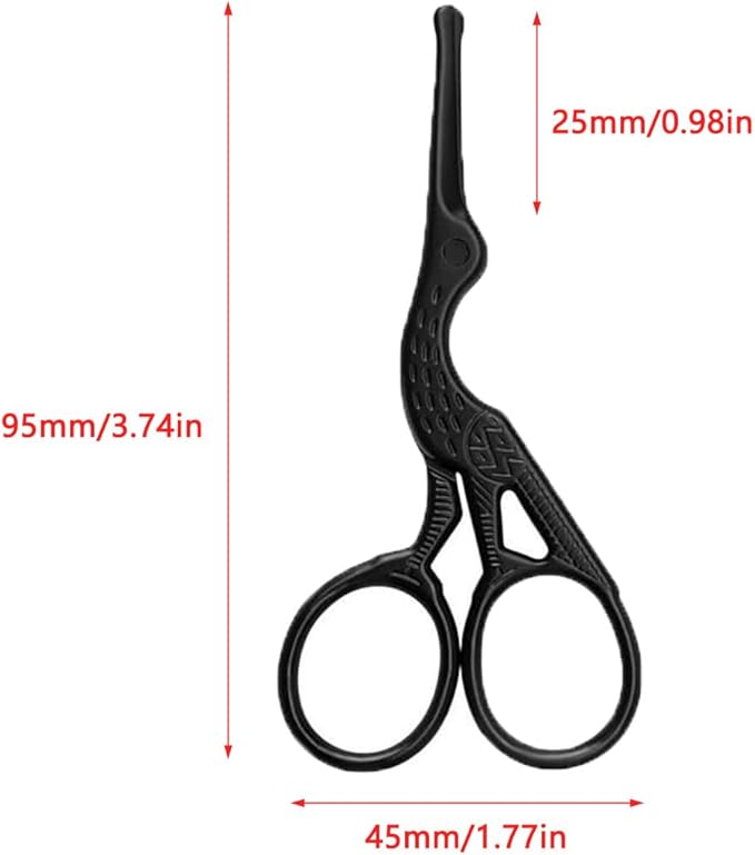 2 Pack Nose Hair Scissors with Bulb Tips Rounded Tip Facial Hair Small Grooming Scissors Vintage Stork Scissor Safety Scissor for Eyebrow Mustache Beard Eyelashes Face Hair Detail Trimming