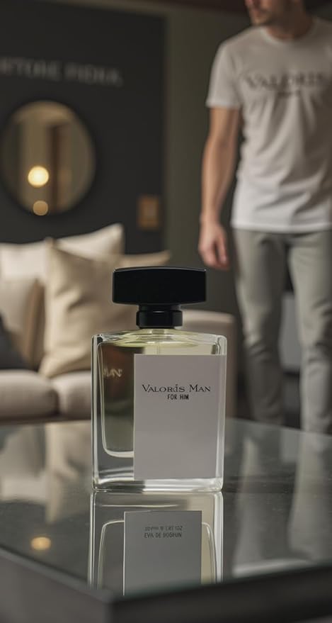 Valoris Man Eau de Parfum, Citrus and Spice Fragrance with Leather and Musk Notes