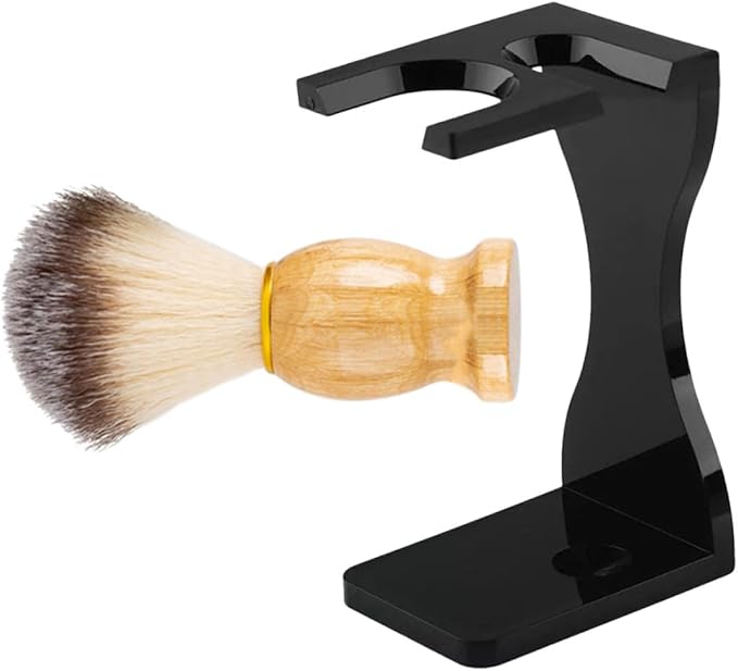 NOLITOY Shaving Brush and Razor Stand 2pcs Set Acrylic Shaving Tool Holder for Men Bathroom Storage Black Beard Grooming Accessories
