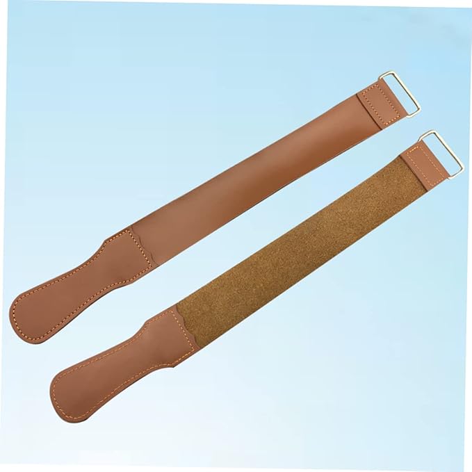 BESTYASH 2pcs Leather Strop Set Cowhide Sharpening Cloth for Straight Vintage Polishing Tool for Blades and Woodworking for Barbers and Shaving Enthusiasts