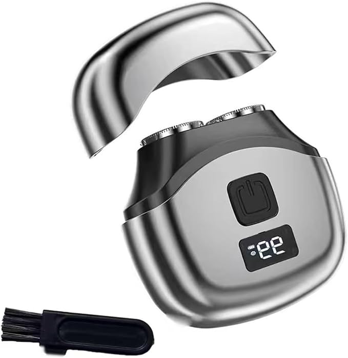 Mini Electric Razor for Travel, Compact Portable Shaver for Men, Double Foil Shaving Head, Type-C USB Charging, Washable Blade, LED Battery Display