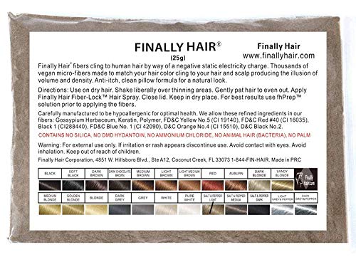 Finally Hair Keratin Hair Building Fibers - 25 Gram 25g 25 g gr gram 25gram Refill (Light Salt & Pepper)