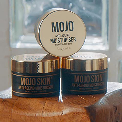 MOJO Skin Anti-Ageing Moisturiser with Hyaluronic Acid, Collagen & Jojoba Oil | Soothes, Hydrates and Protects to reduce fine lines and wrinkles | Luxury Scented | Men's Face Cream 75ml