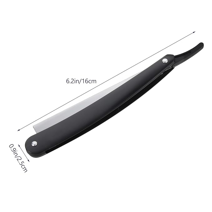 Uonlytech Manual Straight Edge Razor for Men Black Portable Barber Razor Blade Shaper for Precise Shaving and Beard Styling at Home and Travel