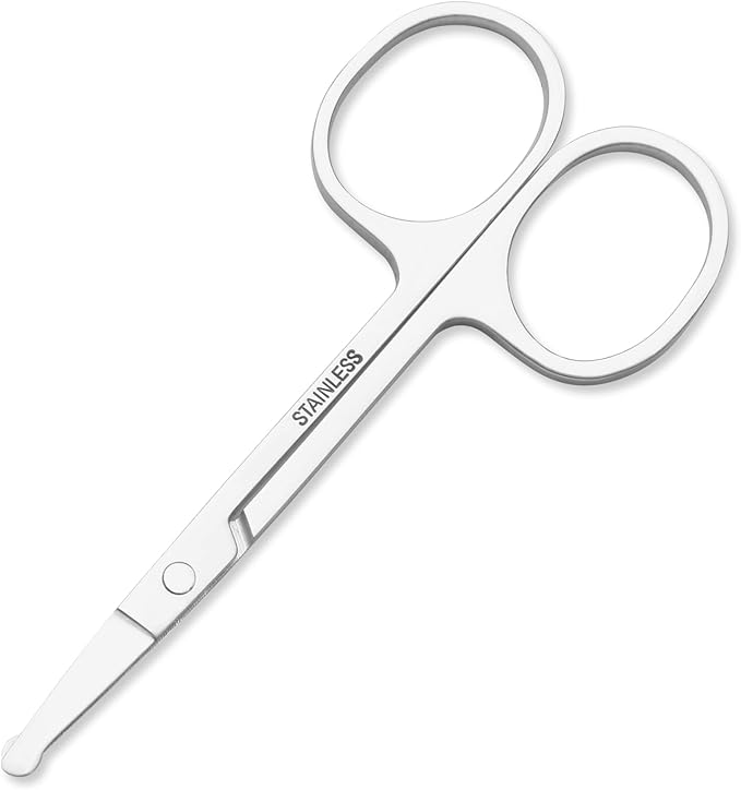 FEITA Mini Nose Hair Round Tip Scissors, Men's grooming Scissor All Purpose Facial safety Scissors Cute for Woman Eyebrow, Lash, Mustache, Pubic Hair