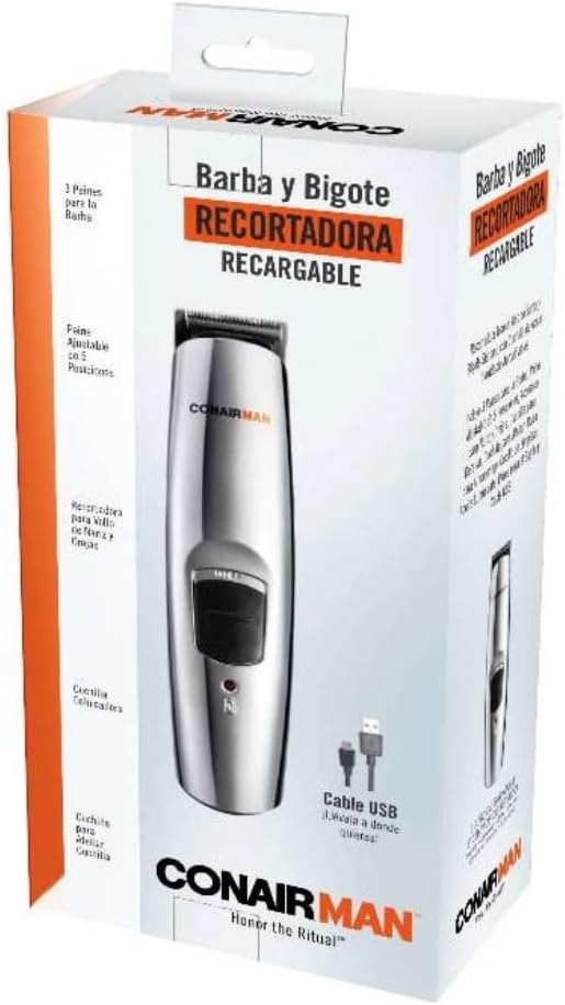 ConairMAN All-in-One Beard Trimmer for Men for Face, Nose and Ear Hair Trimmer, 12 piece Men's Grooming Kit, Cordless/Rechargeable