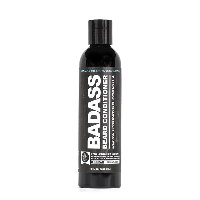 Badass Beard Care Beard Conditioner For Men - THE SECRET AGENT, 8oz - Made of Natural Ingredients for A Healthy, Soft, & Itch Free Beard and Mustache