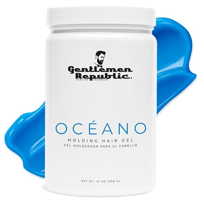 Gentlemen Republic Oceano Men's Hair Gel 32oz - Strong Touchable Hold and High Shine Styling Gel for Hair, 100% Alcohol-Free Professional Formula with Fresh Scent, Mens Hair Product Made in USA