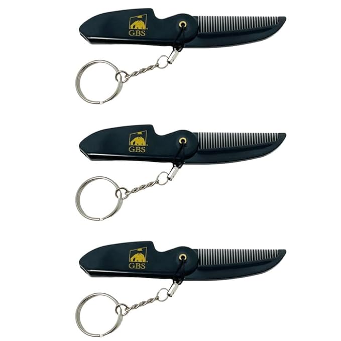 GENTS Mustache and Beard Styling Comb, pocket sized (Keychain Folding Beard Comb, 3 Pack)