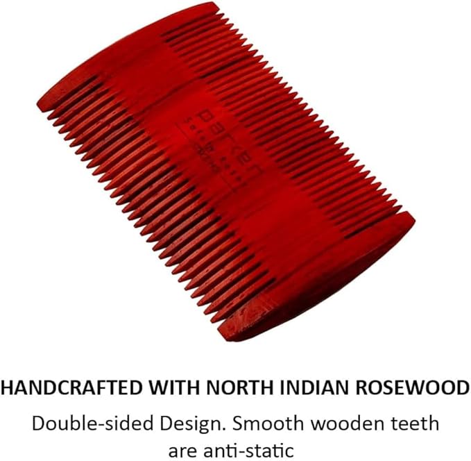 Parker Premium Rosewood Two-Sided Beard & Mustache Comb with Deluxe Felt Case