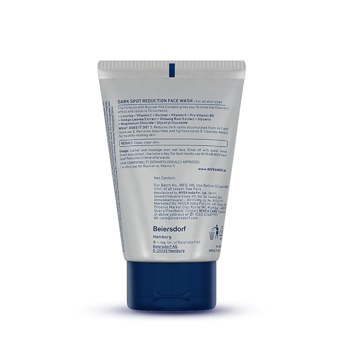 Nivea Men Dark Spot Reduction Face Wash (10X Whitening), 50G