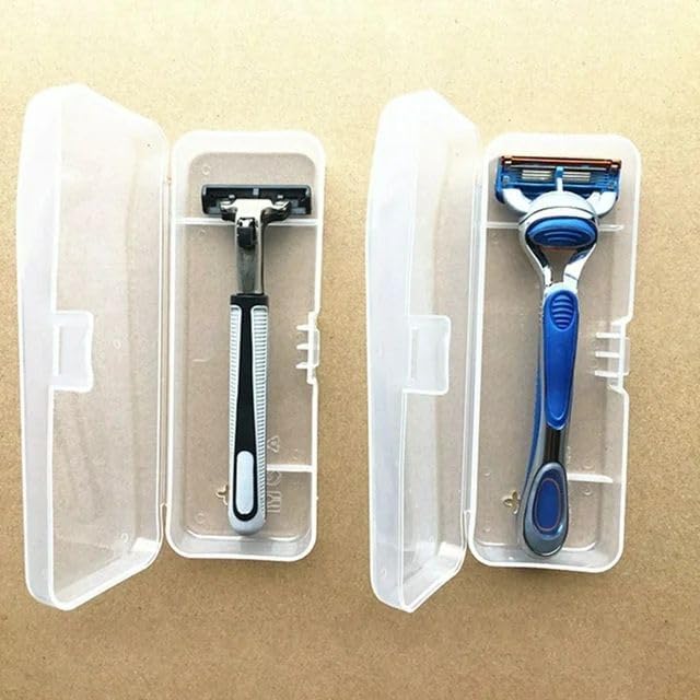 Transparent Transparent Shaving Box for Shaver Razor, Razor Protector Plastic Box Cover Container Storage for Manual Razor System, Shaving Accessories, Razor and Brush Stands, Shave and Hair Removal