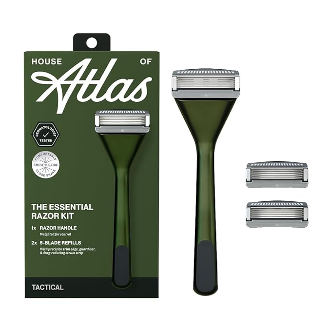 Essential Razor for Men, Handle + 2 Razor Blade Refills, Precision Trim Edge (Tactical)