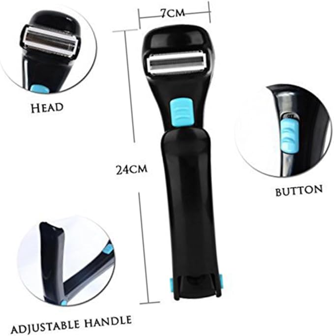 Electric Back Shaver for Men DIY Grooming Body Hair Remover Ergonomic Design Rechargeable Black Achieve Smooth Hair Back