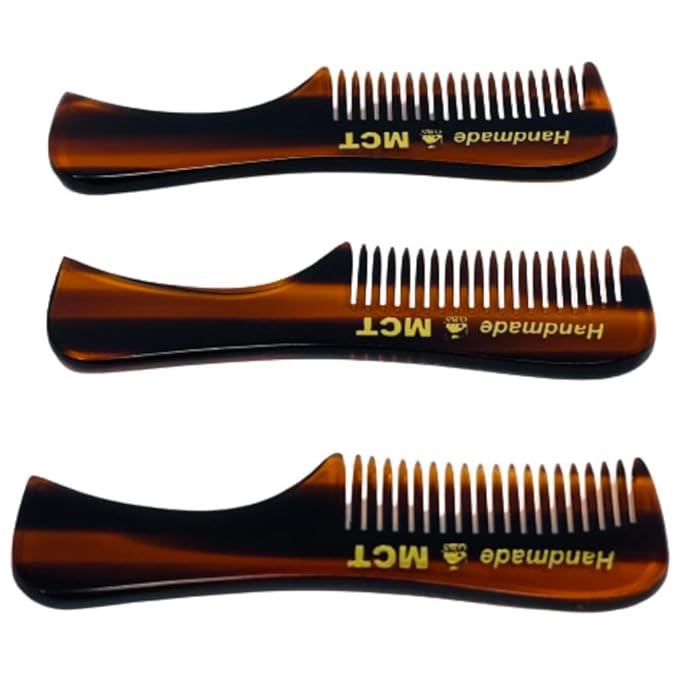 GENTS Mustache and Beard Styling Comb, pocket sized (Tortoise Shell, 3 Pack)