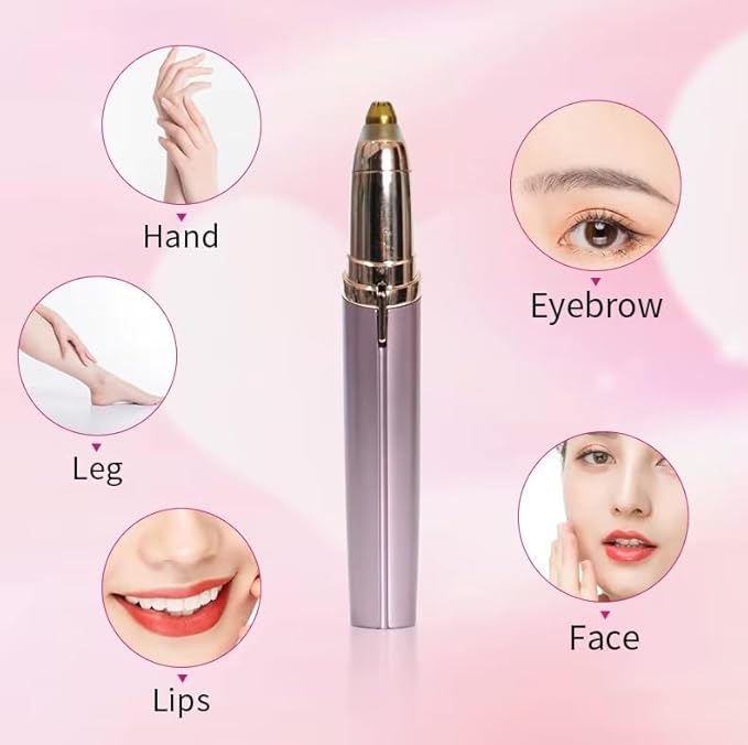 Eyebrow Trimmer for Women - Electric Eye Brow Razor Painless & Easy Clean for Eyebrows Face Nose Ear Hair Chin Lips Peach Fuzz Bikini Lines & Other Detailing - Battery Operated (White)