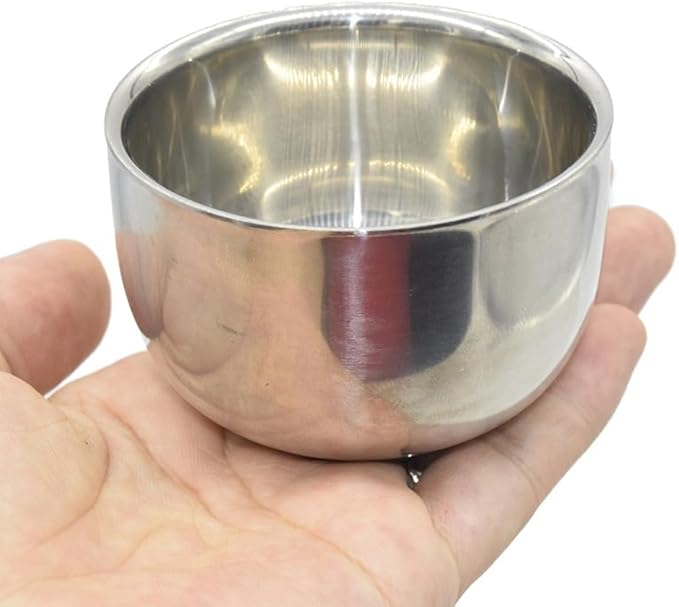 lasenersm 1 Piece Stainless Steel Shaving Soap Bowl Shaving Soap Mug Bowl Shaving Bowl Shaving Foam Bowl Shaving Cream Bowl For Men, 2.87 x 1.97 Inches, Silver