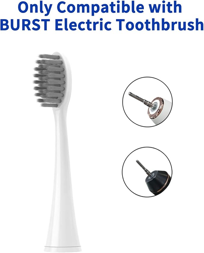 10 Pack Replacement Toothbrush Head Compatible with Burst Electric Toothbrush, YMPBO Toothbrush Heads for Burst Sonic Toothbrush, Deep Cleaning Bristle Design, White