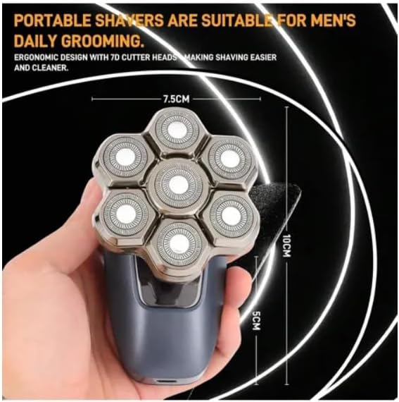 Head Shaver for Bald Men, 7D Electric Rotary Bald Head Shaver for Men, 5-in-1 Grooming Kit, USB Rechargeable Wet/Dry Shavers for Men, IPX6 Waterproof Head Shaver with LED Display