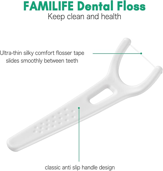 FAMILIFE Dental Floss Unwaxed Dental Floss Picks Unflavored Fluoride Free Back Teeth Toothpicks Flossing Flossers Threaders Sticks with 4 Travel Handy Cases 120 Count