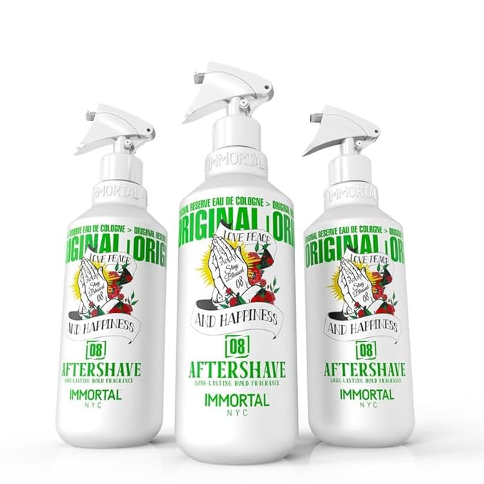 Immortal NYC Stay Blessed 08, After Shave Spray Body/Face Men's Cologne, 17 oz, Exclusive Barbers, Softens Skin, Refreshes, Purifies and Relieves Face and Skin, Moisturizing Formula After Shaving
