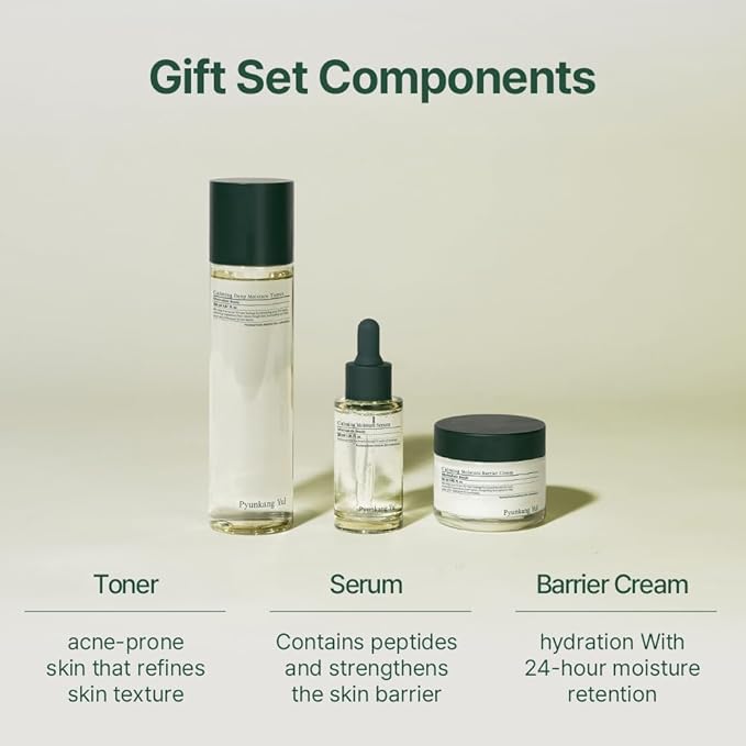Pyunkang Yul Calming Line Gift Box Set-Korean Facial Skin Care Essential for Daily Moisturizing with Toner, Serum, Cream, Vegan & Cruelty Free