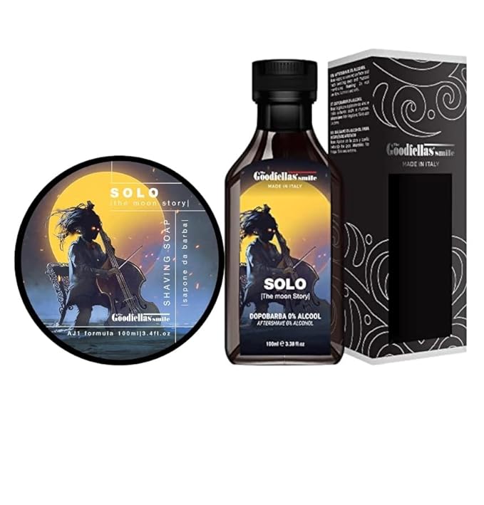 The Goodfellas' smile, SOLO (Sandalwood & Orange) Shave Soap and Afltershave Splash Bundle, Made in Italy
