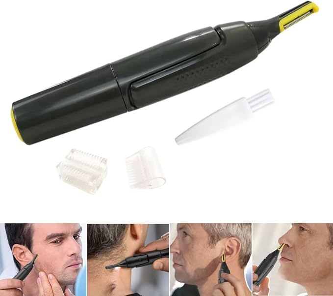 USonline911 2025 New Hair Trimmer Shaver Clipper for Men Women Ear Neck Eyebrow Trimmer Shaver Man Clean Trimer Razor 2 x Brush Heads & 1 x Hair Brush Gray Non-Slip G rip