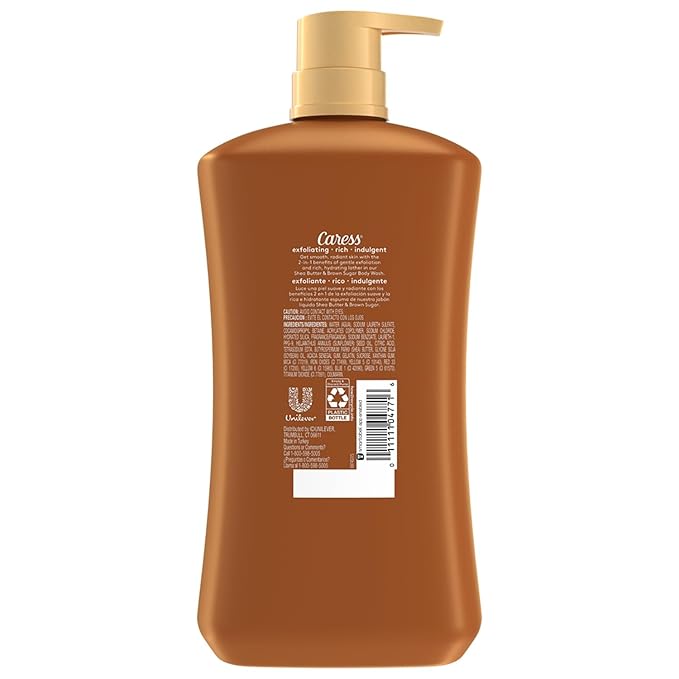 Caress Body Wash, Shea Butter & Brown Sugar 2-Pack, Moisturizing Body Wash for Gorgeous, Radiant Skin, Exfoliating Body Soap Liquid, 30 Fl Oz