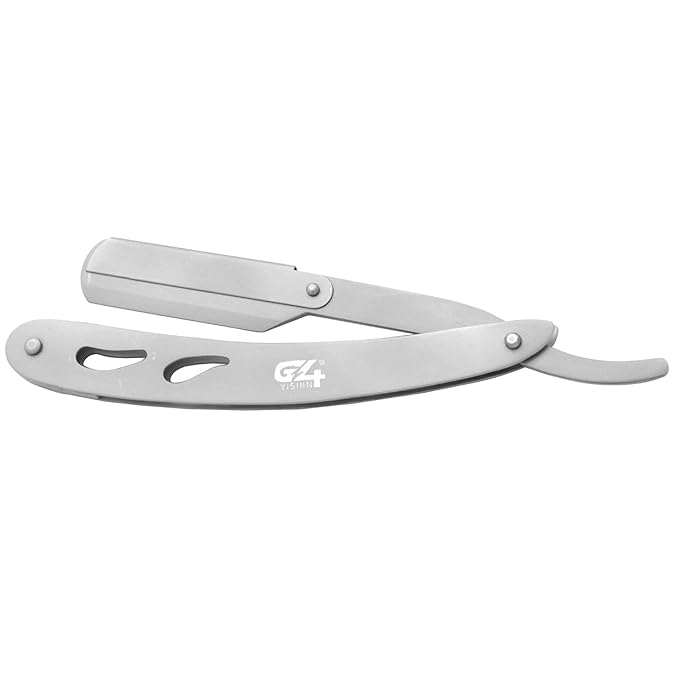 G4 Stainless Steel Straight Edge Barber Shaving Razor Blade for Close Shaving Men Replaceable Blades (Silver)