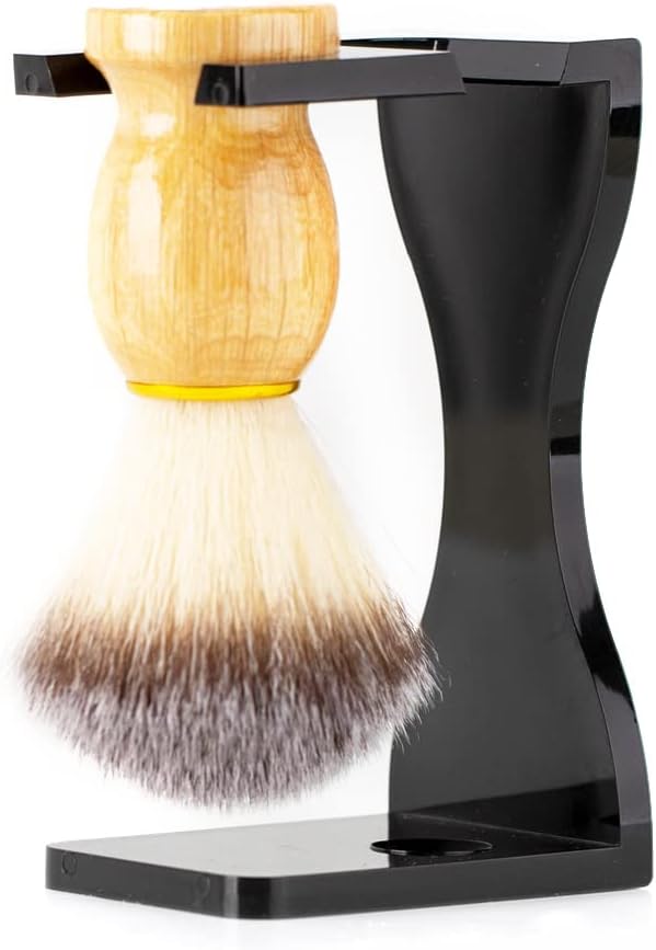 Teensery Black Acrylic Razor and Shaving Brush Stand Holder Razor Brush Base Beard Clean Shaver Kit for Men