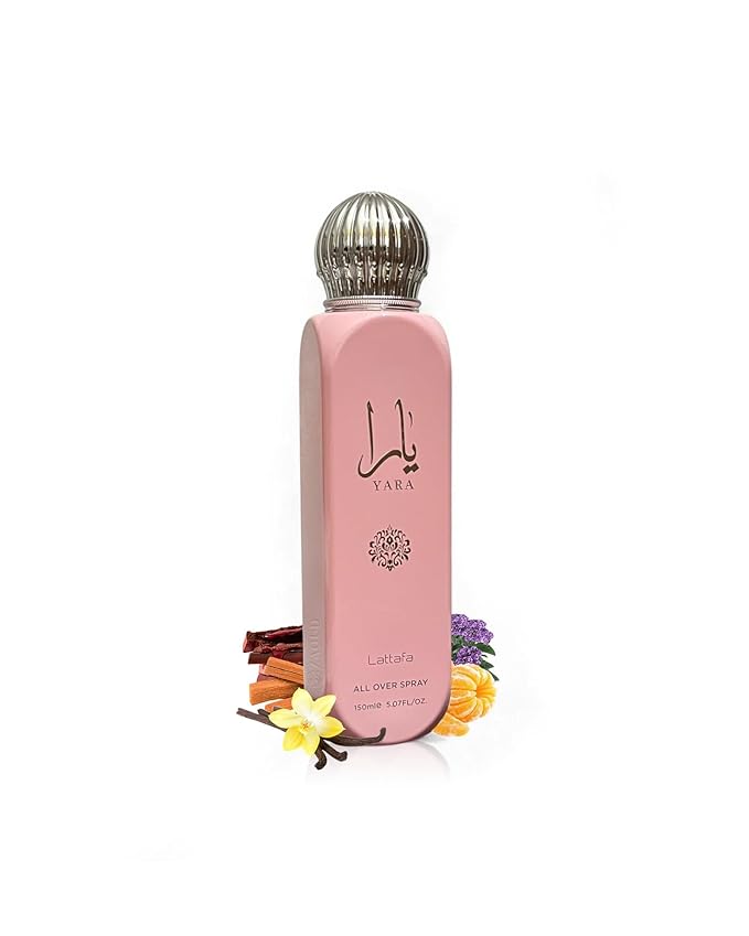 Lattafa Yara All Over Spray 150ml (5.07 oz) – Floral Scent for Women | Tangerine, Heliotrope, Gourmand Accord & Sandalwood | Long-Lasting Fragrance for Body, Hair & Clothes