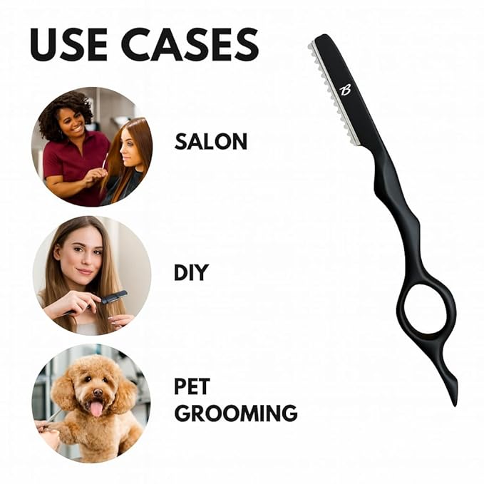 MIRACLE 7" Hair Styling Razor Kit – Stainless Steel Cutting & Thinning Tool with Blade Safety Guard & Non-Slip Handle – Texturizing & Feathering Razor for Salon & Home Haircuts