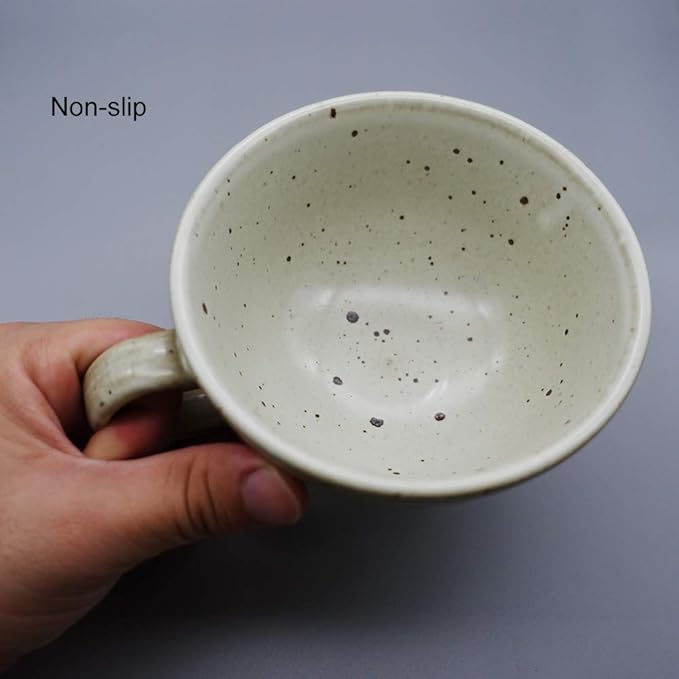 Ceramic Retro Shaving Bowl, Wide Mouth, Large Capacity Shaving Mug, Easier To Lather (Off-white)