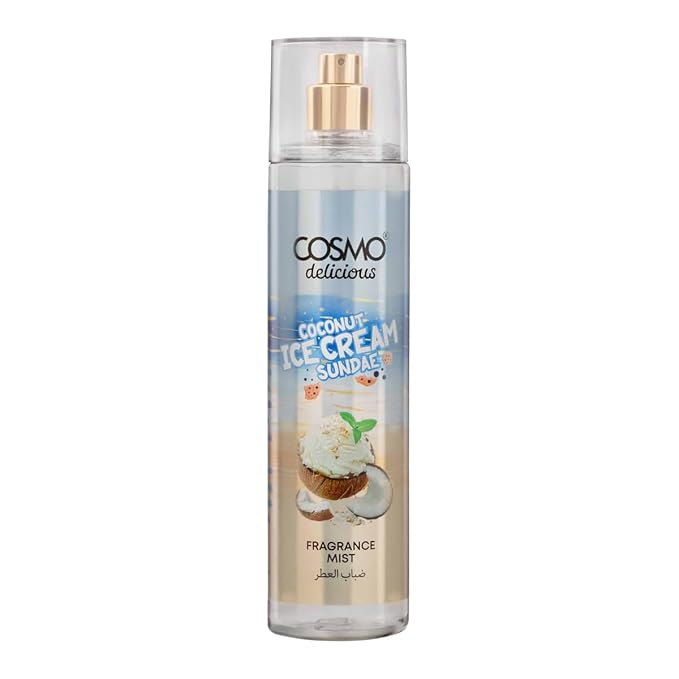 Cosmo Delicious Coconut Ice Cream Sundae Fragrance Mist 150ml, Sweet Parfum, Creamy Coconut & Sweet Tropical Scent, Summer Body Spray, Perfect For Everyday Wear, Long Lasting Perfume For Women & Men